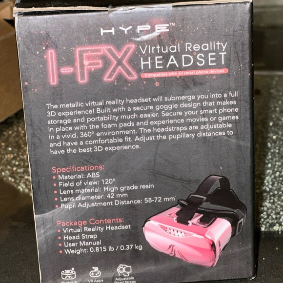 Hype I-FX Virtual Reality Headset Watch Photos Play Video Games Adj. Strap Pink! - Picture 2 of 7